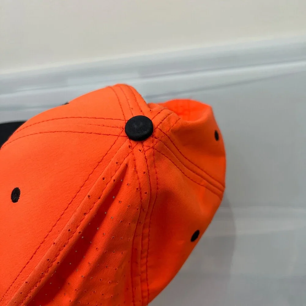 The Game Pro E‎ Hat Mens Medium Orange Baseball Cap Embroidered Logo Embroidered